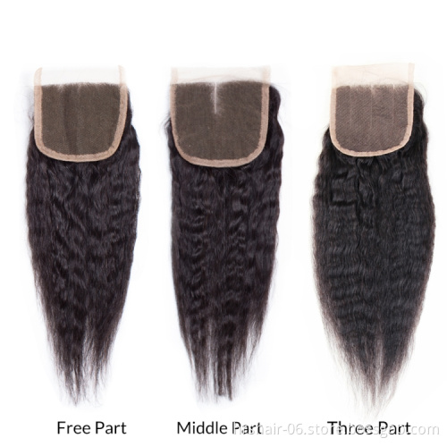 Peruvian Virgin Hair Weave 10-24inch 3bundles with a closure lot Natural Color Kinky Straight Unprocessed Human Hair Extension